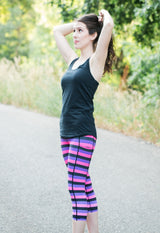 Pink, Purple, & Black Stripe - Pocket Capri