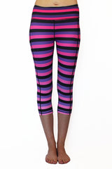 Pink, Purple, & Black Stripe - Pocket Capri