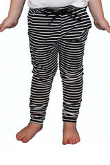Black and White Stripe Joggers - Kids