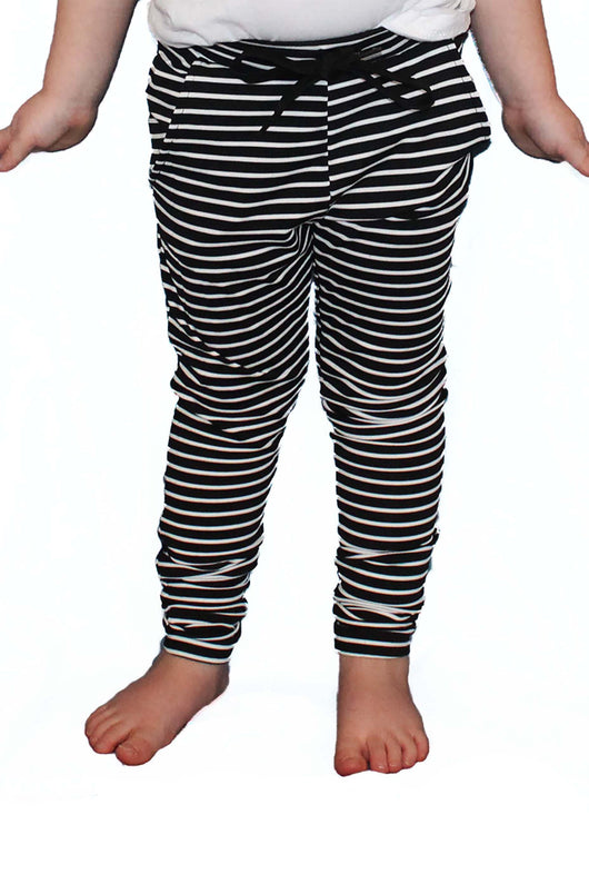 Black and White Stripe Joggers - Kids – Belcorva