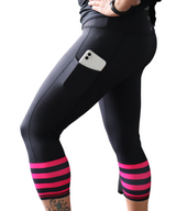 Black with Hot Pink Stripes - Pocket Capri - ON SALE