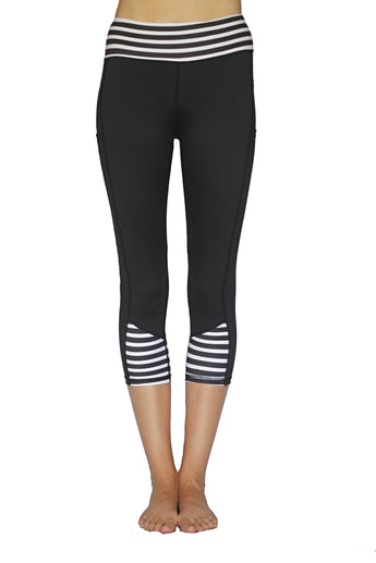 Black with Stripes - Pocket Capri