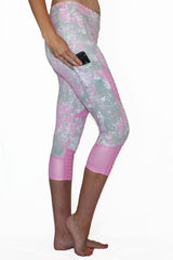 Pink and Gray Marble Moto - Pocket Capri  - ON CLEARANCE