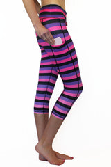 Pink, Purple, & Black Stripe - Pocket Capri